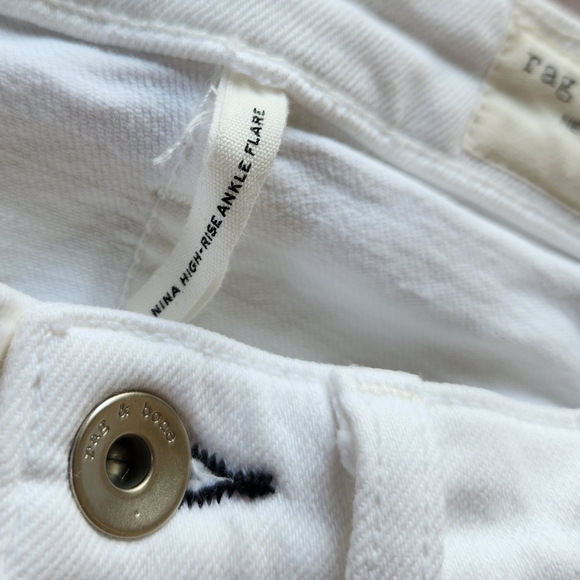 Rag & Bone "Nina High Rise Ankle Flare" Cropped Jeans White | Women's Size 23 - Picture 6 of 15